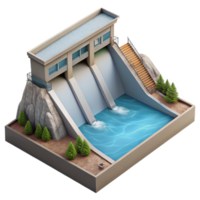 dramatic abstract Aerial View of Dam with Reservoir Transparent Background authentic png