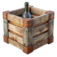stunning rustic Aged Wooden Wine Crate Front View Element authentic png