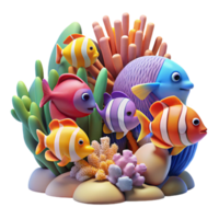 extraordinary modern A Group of Colorful Fish Swimming in a Cora professional png