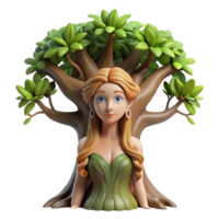 beautiful artistic A Serene Dryad Emerging from an Ancient Oa genuine png