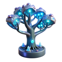 impressive abstract A Bioluminescent Tree with Embedded Techn 4K png
