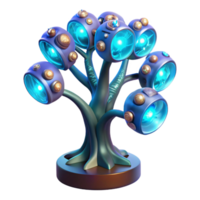impressive artistic A Bioluminescent Tree with Embedded Techn detailed png