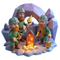 impressive modern A Group of Dwarves Mining for Gems in a Gl original png