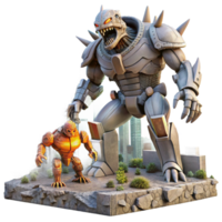 dramatic minimalist A Giant Robot Battling a Colossal Alien C authentic png