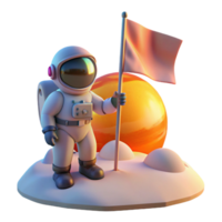 vibrant rustic A Lone Astronaut Planting a Flag on a New professional png