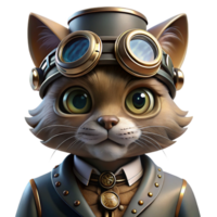 serene abstract A Portrait of a Steampunk Cat Wearing Int high resolution png