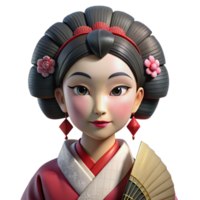 elegant rustic Portrait of a Geisha with Elab high quality png