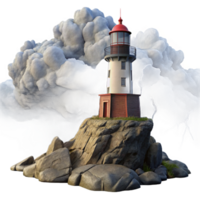 vibrant contemporary A Lone Weathered Lighthouse Perched On high resolution png