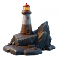 serene modern Lighthouse on a Rocky Cliff high resolution png