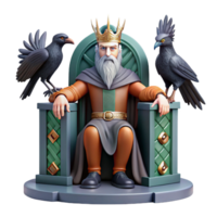 serene classic Odin the Allfather Seated on His Throne authentic png