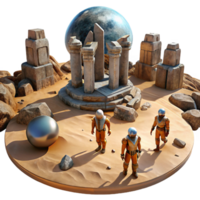 impressive artistic A Group of Explorers Discovering Ancient 4K png