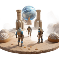 beautiful minimalist A Group of Explorers Discovering Ancient 4K png