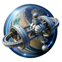 impressive rustic A Space Station Orbiting a Gas Giant Wit high quality png