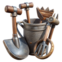 elegant minimalist Antique Farm Tools with Metal Details authentic png