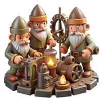 dramatic minimalist Gnomes Crafting Intricate Clocks high resolution png