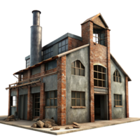 serene rustic A Dilapidated Factory with Broken Windows 4K png
