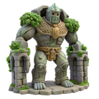 dramatic rustic A Towering Golem Made of Stone and Vines premium png