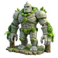 vibrant modern A Towering Golem Made of Stone and Vines original png