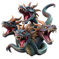 beautiful creative A Fierce Hydra with Multiple Heads Regene premium png