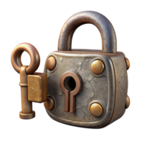 impressive rustic Antique Lock and Key Set high resolution png