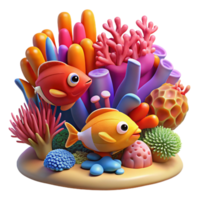 vibrant minimalist A Vibrant Coral Reef Teeming with Color premium png