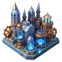 serene abstract A Steampunk Cityscape with Towering Build original png