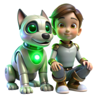 vibrant abstract A Robot Dog with Glowing Green Eyes Sit 4K png