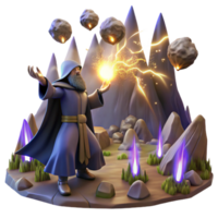impressive modern A Powerful Wizard Summoning a Meteor Sh exclusive png