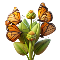 stunning rustic A Group of Monarch Butterflies Clustered detailed png