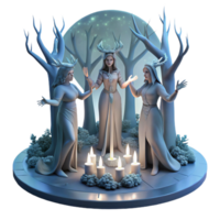 elegant abstract A Group of Dryads Performing a Ritual In detailed png
