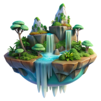 elegant modern A Floating Island with Waterfalls Cascadin high resolution png