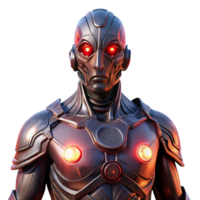serene vintage A Cyborg with Glowing Crimson Eyes and In high resolution png