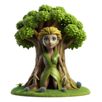 stunning vintage A Dryad Emerging from an Ancient Oak Tre 4K png