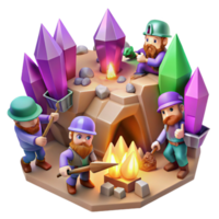 beautiful classic A Group of Adventurous Dwarves Mining For exclusive png