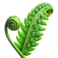 wonderful minimalist A Lush Green Fern Unfurling Dew Drops C premium png