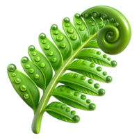 serene artistic A Lush Green Fern Unfurling Dew Drops C premium png