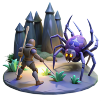 elegant abstract A Lone Knight Battling a Giant Spider In genuine png