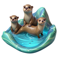 extraordinary abstract A Family of Playful Otters Frolicking In premium png