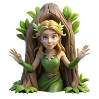 heiter modern ein Dryade entstehenden von ein Baum wahr hoch Qualität png