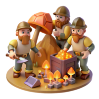 wonderful traditional A Group of Dwarves Mining for Gems in A professional png