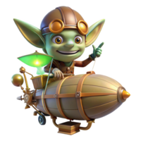 impressive abstract A Mischievous Goblin Piloting a Steampunk original png