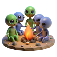 serene classic A Group of Aliens Gathered Around a Campf high resolution png