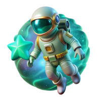 serene contemporary A Lone Astronaut Clad in a Bioluminescen 4K png