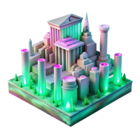 stunning traditional A Towering Cyberpunk Cityscape Built on T high resolution png