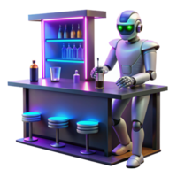stunning creative Robot Bartender in Futuristic Bar high resolution png