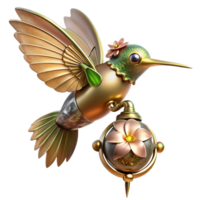 serene abstract A Steampunk Hummingbird with Delicate Bras high resolution png
