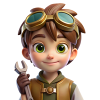vibrant abstract Steampunk Child with Goggles high resolution png