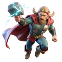vibrant modern Thor Wielding Mjolnir Lightning Crackli png