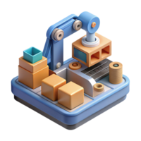 beautiful rustic Automated Assembly Process Isometric View Transparent Background premium png