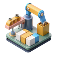 beautiful creative Automated Assembly Process Isometric View Transparent Background authentic png